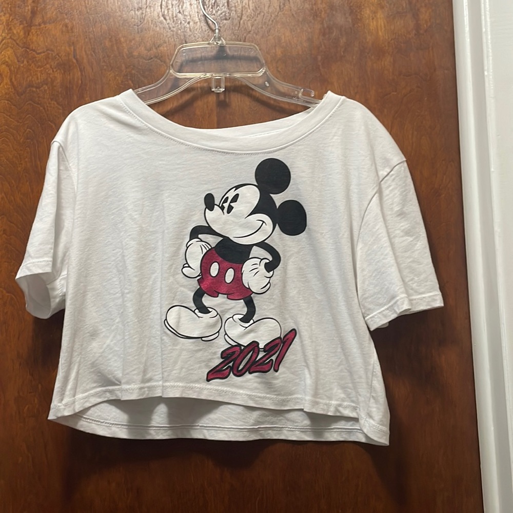 Mickey Mouse 2021 crop tee, size: S, color: white, brand: Disney